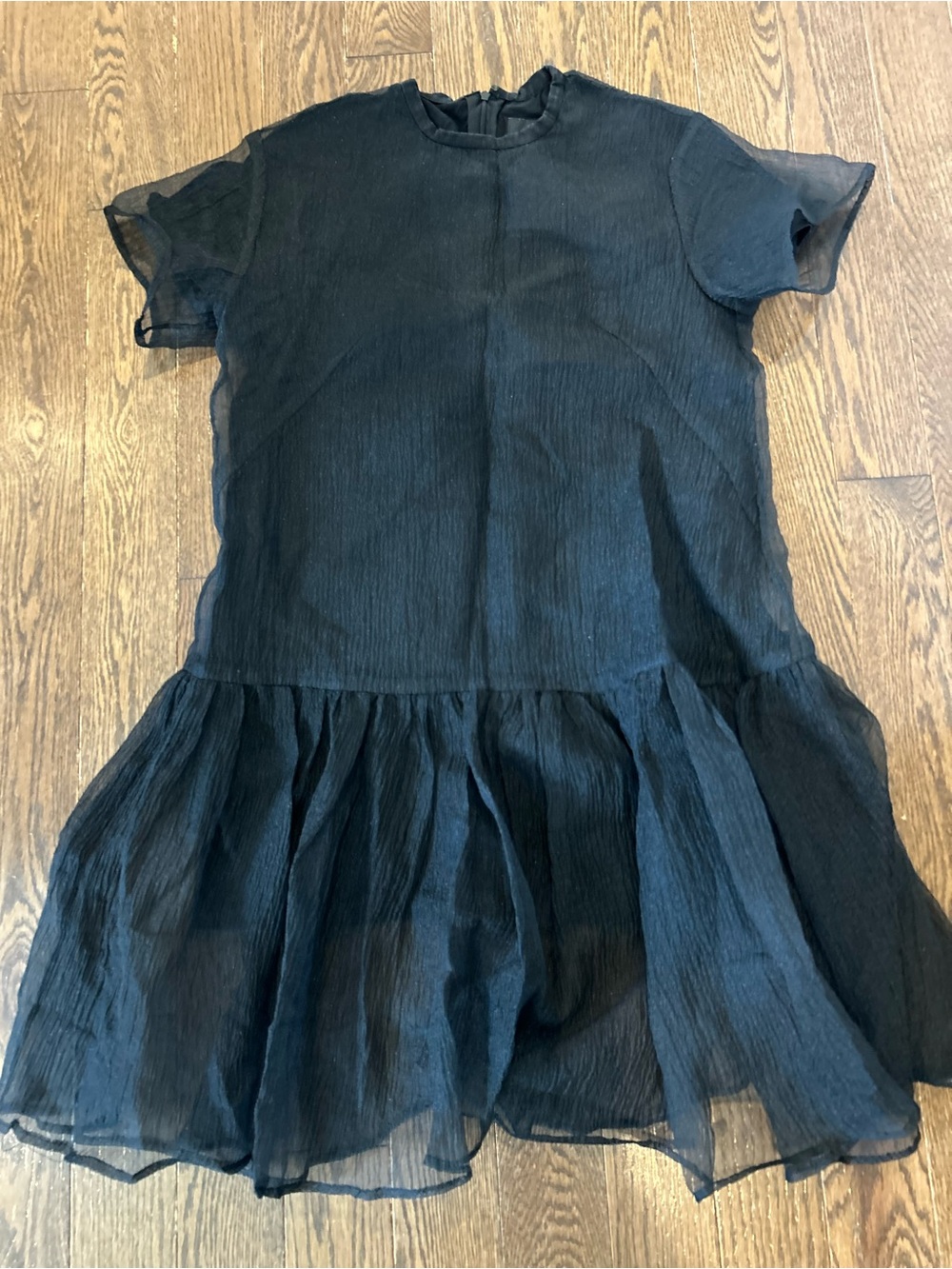 Simone Rocha Black Sheer Short Sleeve Ruffle Hem Dress